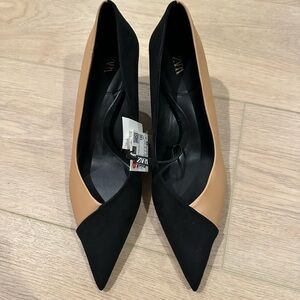 Zara Elegant Black and Tan Heels